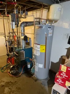 Gas water heater with expansion tank and boiler piping